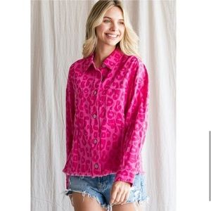JODIFL Pink Jean Leopard Jacket